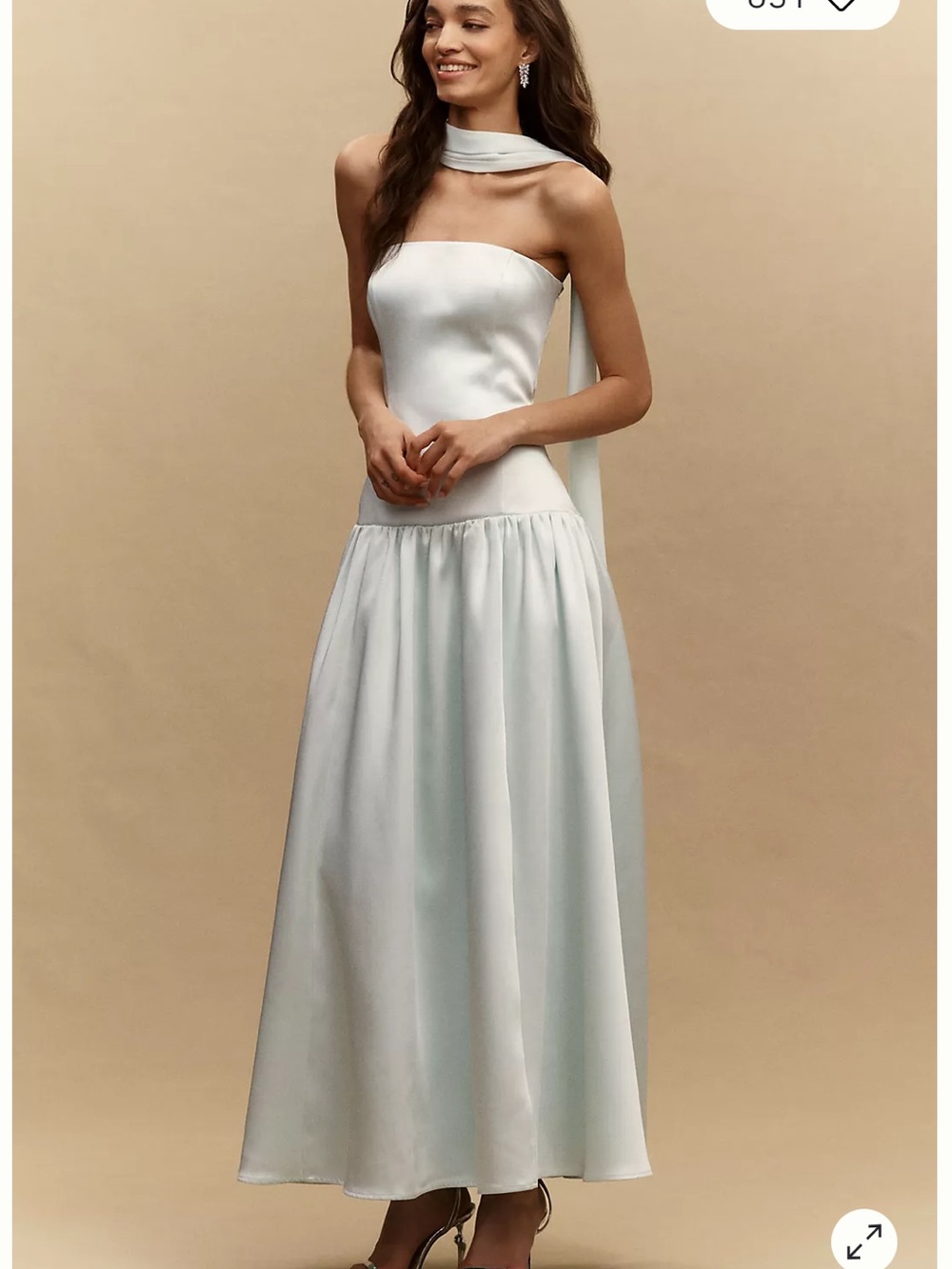 BHLDN Anna drop waist satin stretch gown